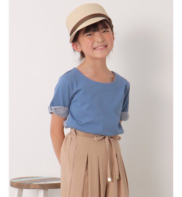 ikka kids「【親子おそろい】ストライプ切り替えTシャツ（120~160cm）」|Tシャツ・カットソー|