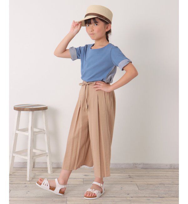 ikka kids「【親子おそろい】ストライプ切り替えTシャツ（120~160cm）」|Tシャツ・カットソー|