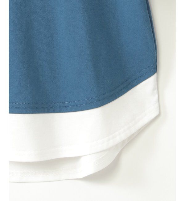 ikka kids「【親子おそろい】梨地裾レイヤー5分袖プルオーバー（120~160cm）」|Tシャツ・カットソー|