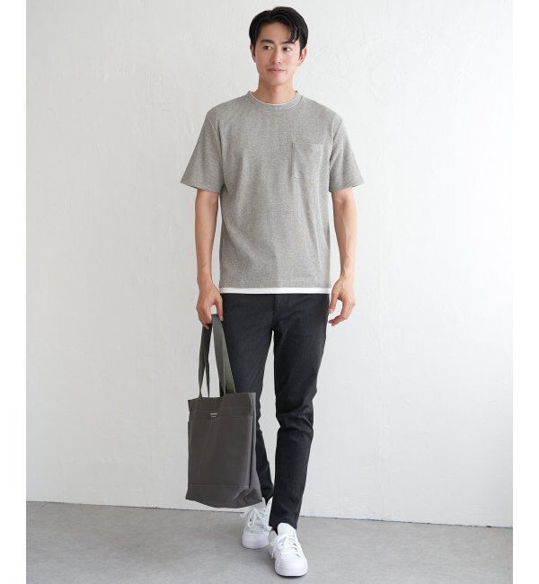 ikka「【雑誌MonoMax5月号掲載】メランジワッフルポケ付きフェイクTシャツ」|Tシャツ・カットソー|