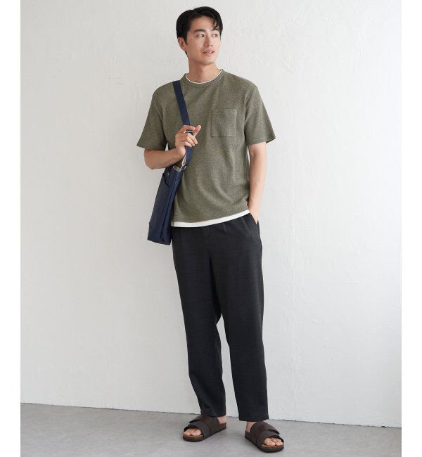 ikka「【雑誌MonoMax5月号掲載】メランジワッフルポケ付きフェイクTシャツ」|Tシャツ・カットソー|