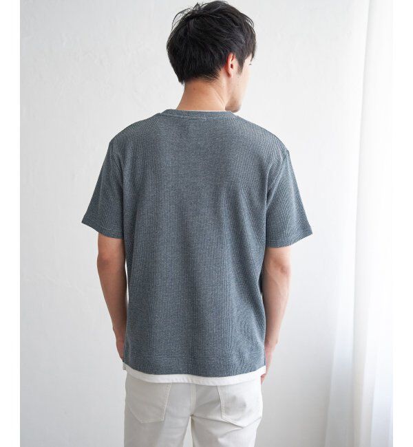 ikka「【雑誌MonoMax5月号掲載】メランジワッフルポケ付きフェイクTシャツ」|Tシャツ・カットソー|