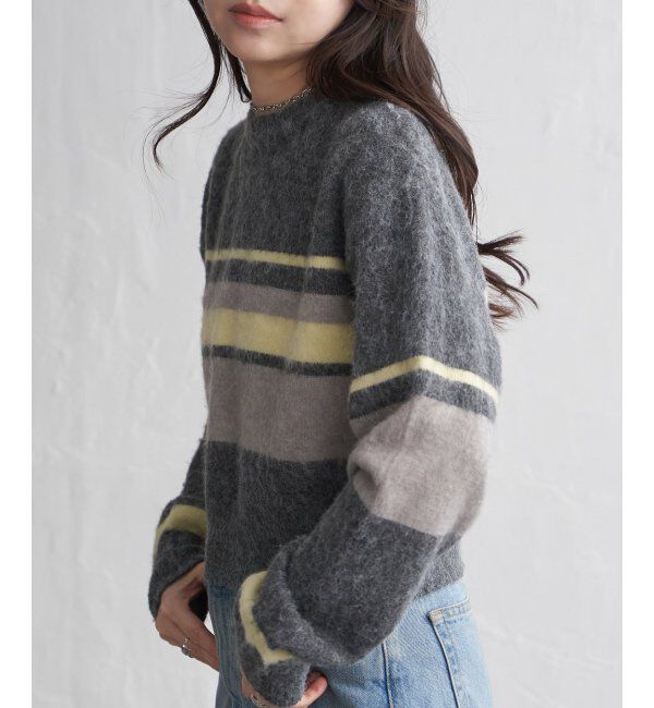 VENCE share style「ボーダークロッップドプルオーバー」|ニット・セーター|