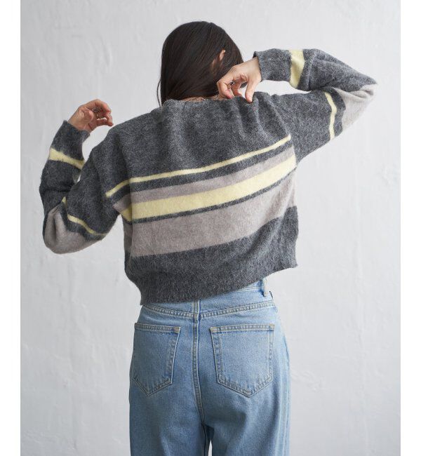 VENCE share style「ボーダークロッップドプルオーバー」|ニット・セーター|