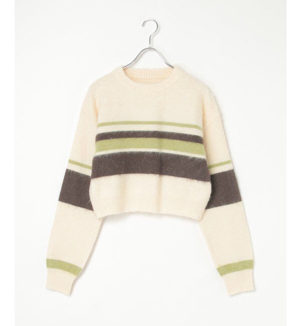 VENCE share style「ボーダークロッップドプルオーバー」|ニット・セーター|