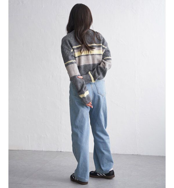 VENCE share style「ボーダークロッップドプルオーバー」|ニット・セーター|