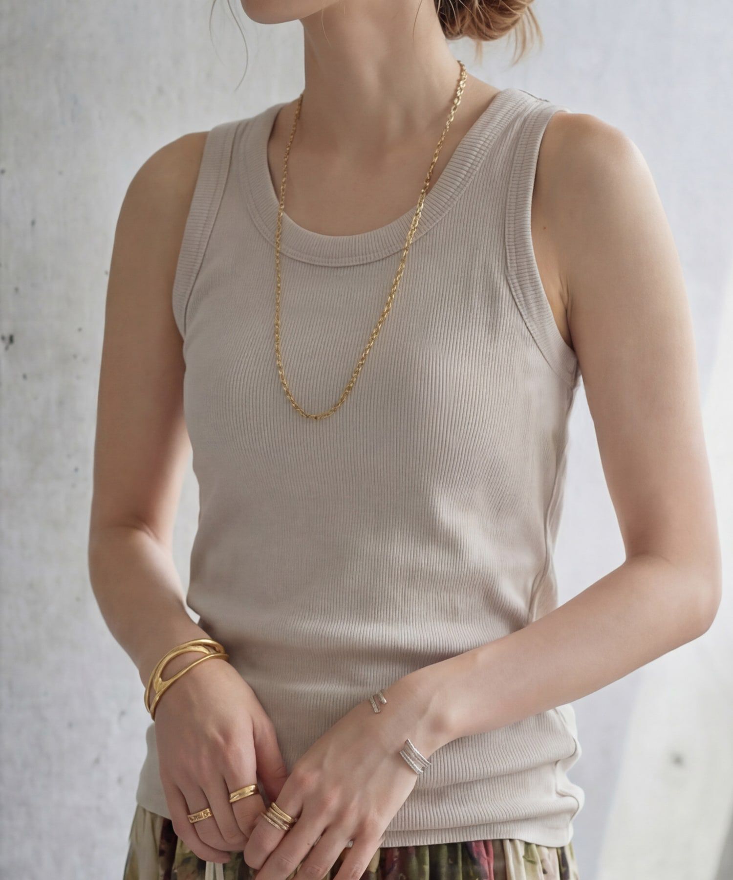 STYLE DELI「【Made in JAPAN】太めバインダーリブタンクトップ」|タンクトップ|グレージュ