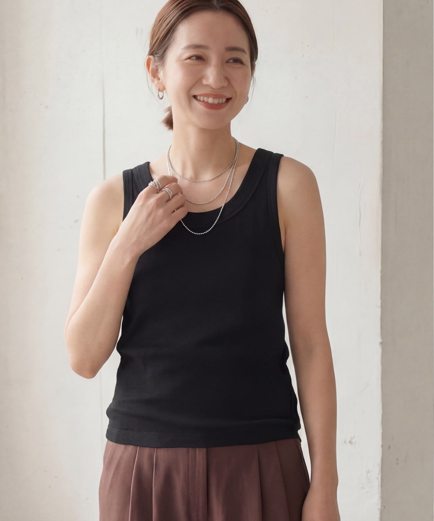 STYLE DELI「【Made in JAPAN】太めバインダーフライスタンクトップ」|タンクトップ|ブラック