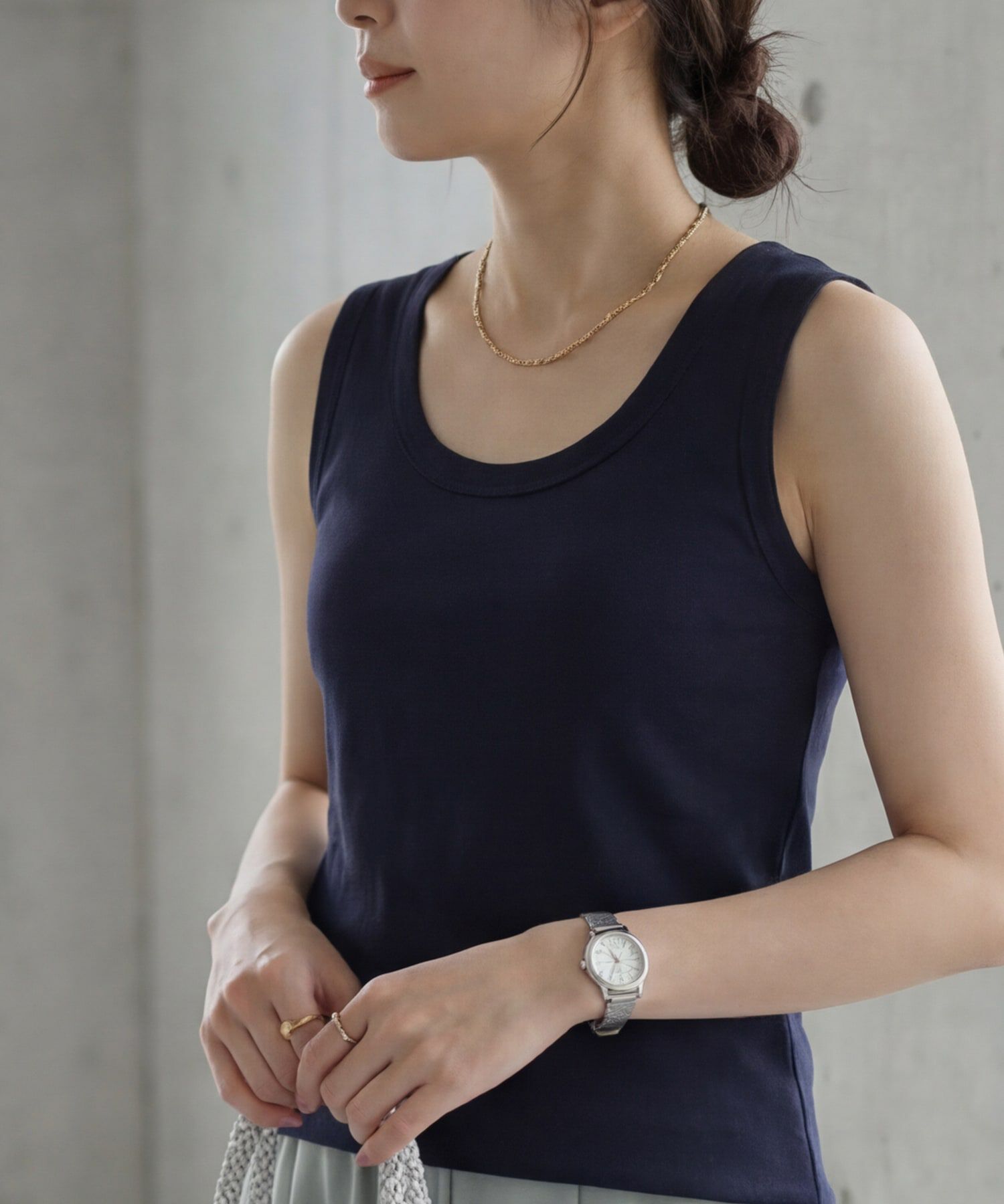 STYLE DELI「【Made in JAPAN】太めバインダーフライスタンクトップ」|タンクトップ|ネイビー