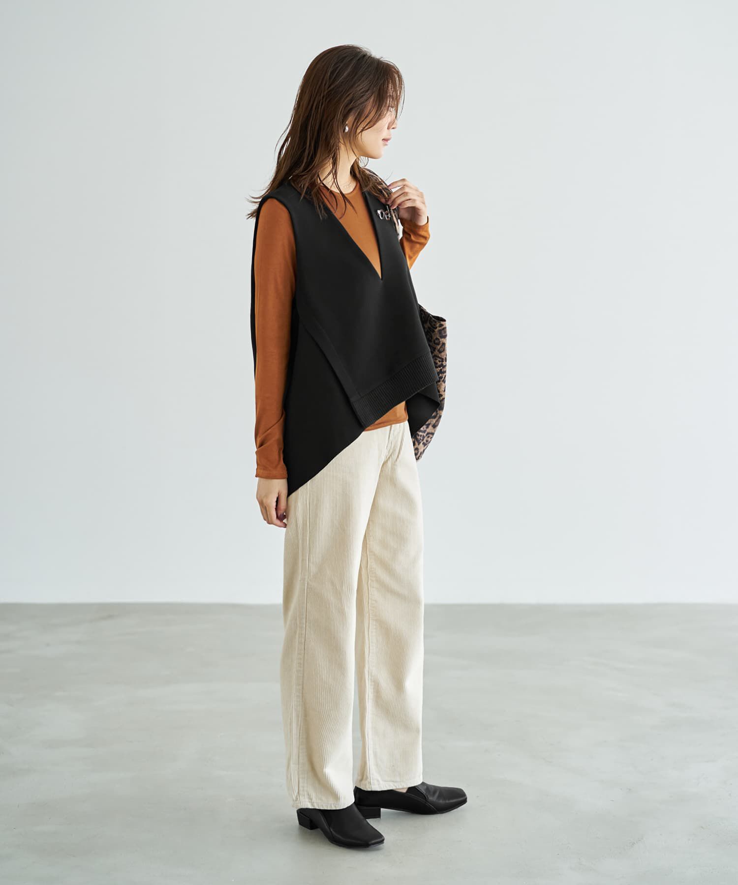 STYLE DELI「【LUXE】前後差テールVネックベスト」|ベスト・ジレ|