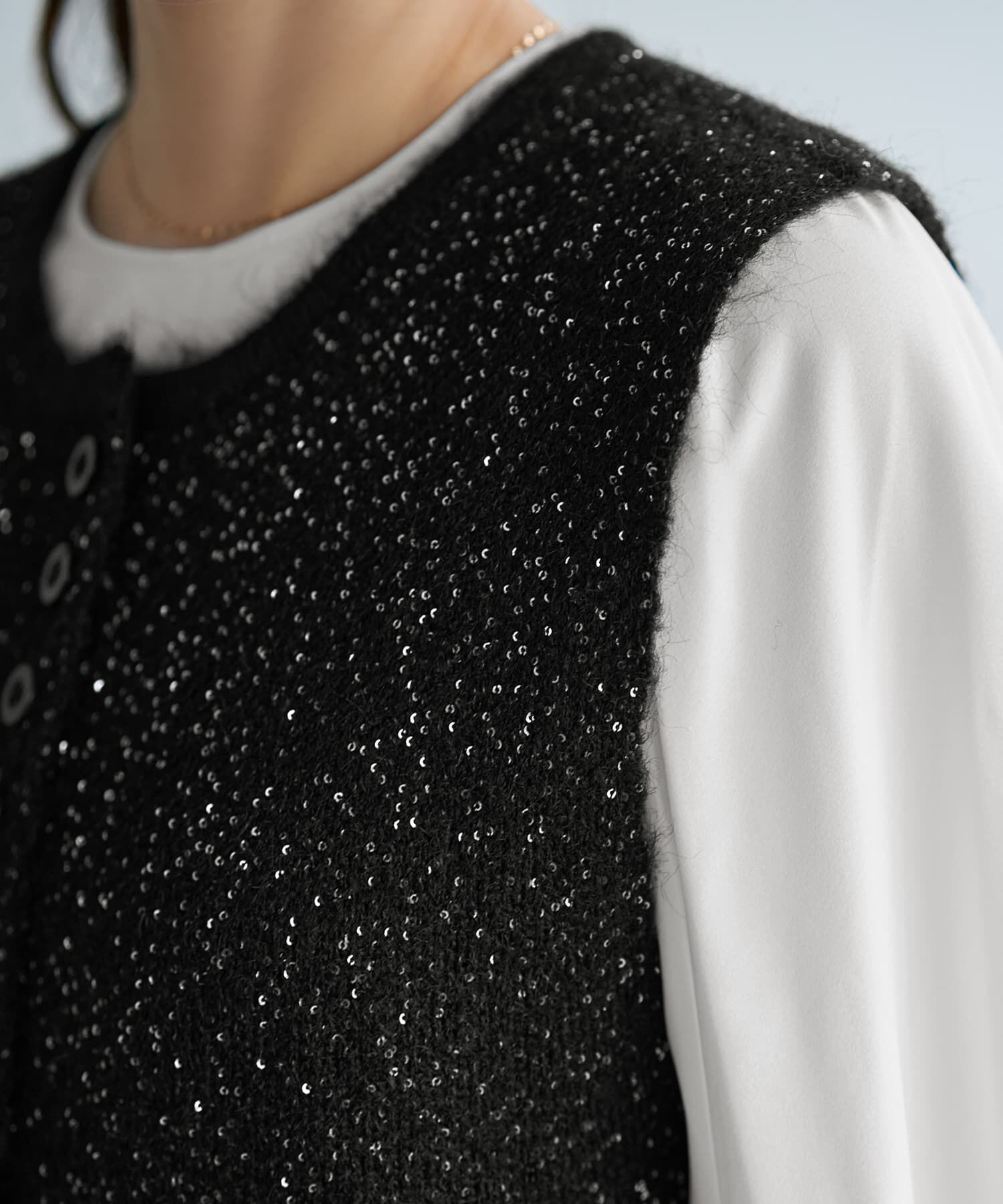 STYLE DELI「ボタンいっぱいスパークルニットベスト」|ニット・セーター|