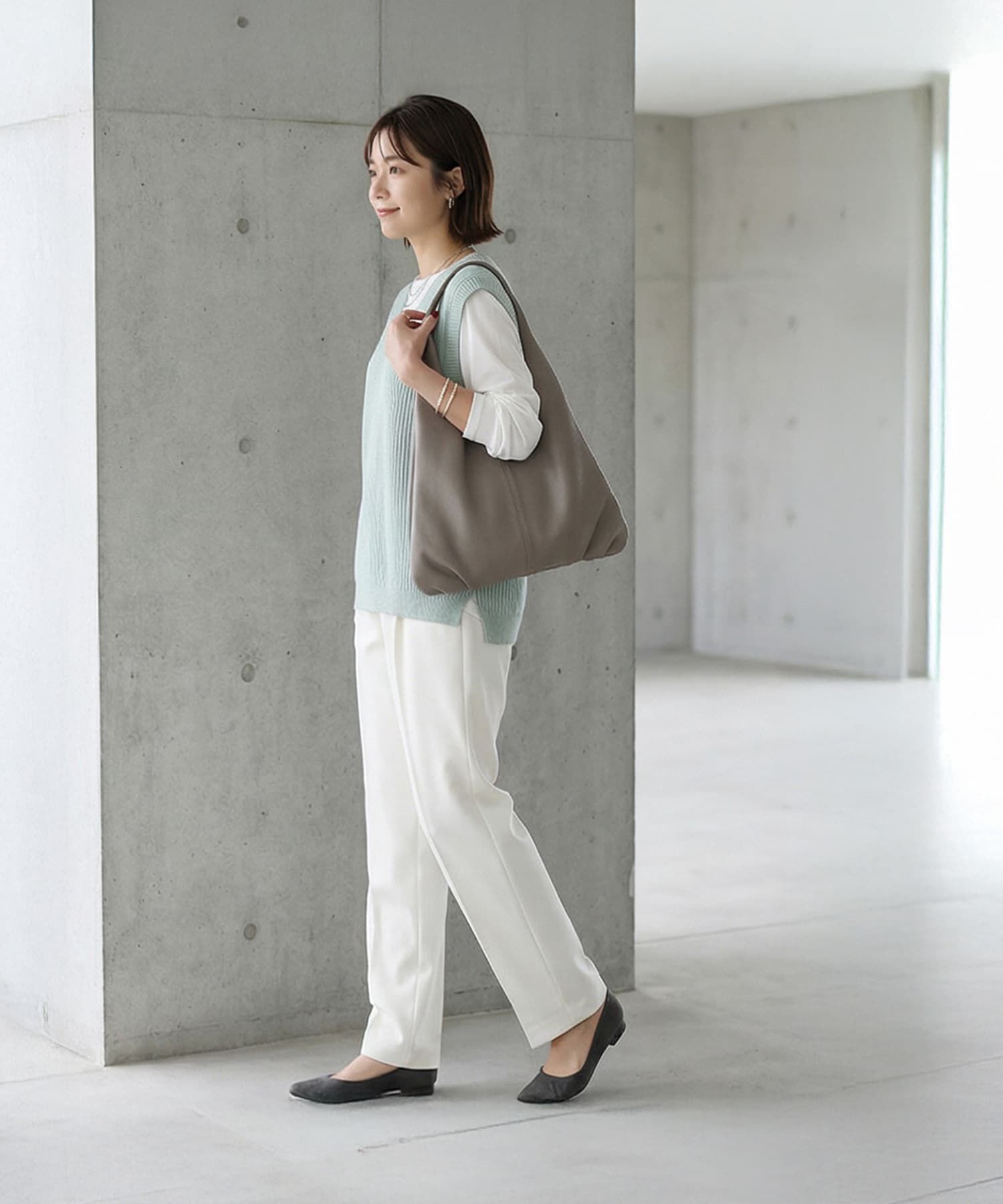 STYLE DELI「ストライプ編みVネックベスト」|ベスト・ジレ|