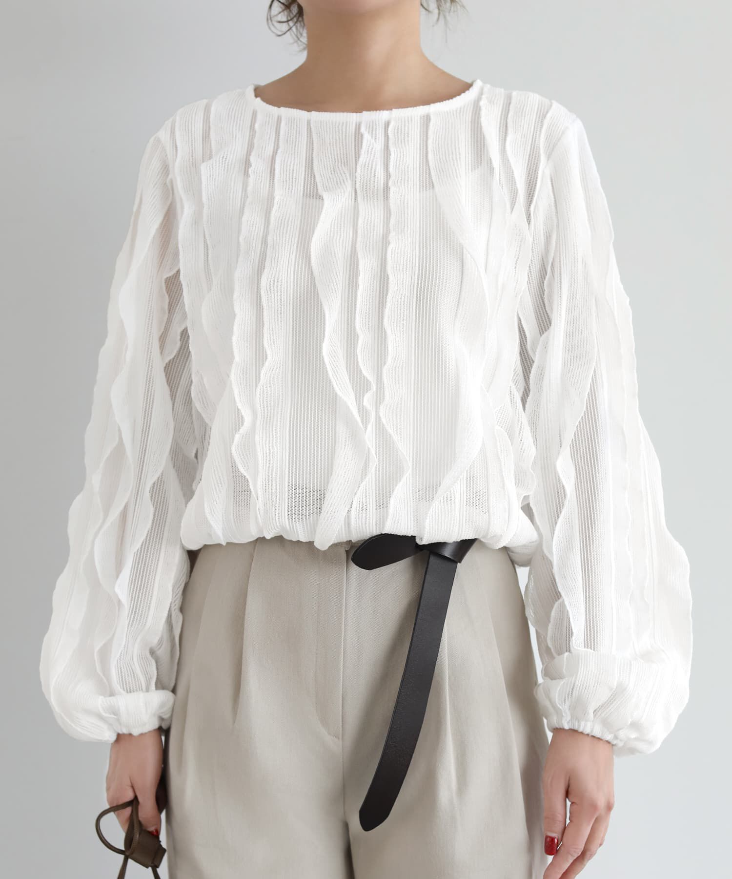 STYLE DELI「シアーフリルニットソートップス」|Tシャツ・カットソー|