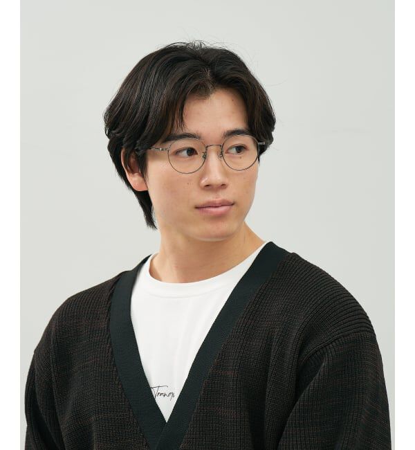  「ボストン型 メガネ | 中顔面短縮みえメガネ 丸型 チタン 軽量 メタル 伊達 Zoff レンズ交換券付」|メガネ|