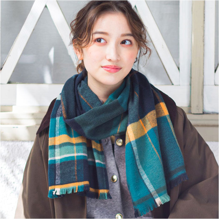 BACKYARD FAMILY「今治タオル コットン マフラー 冬 通販 日本製 チェックマフラー タオルマフラー チェック」|ストール|