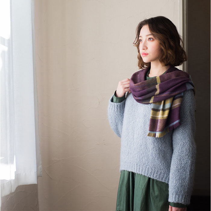 BACKYARD FAMILY「今治タオル コットン マフラー 冬 通販 日本製 チェックマフラー タオルマフラー チェック」|ストール|