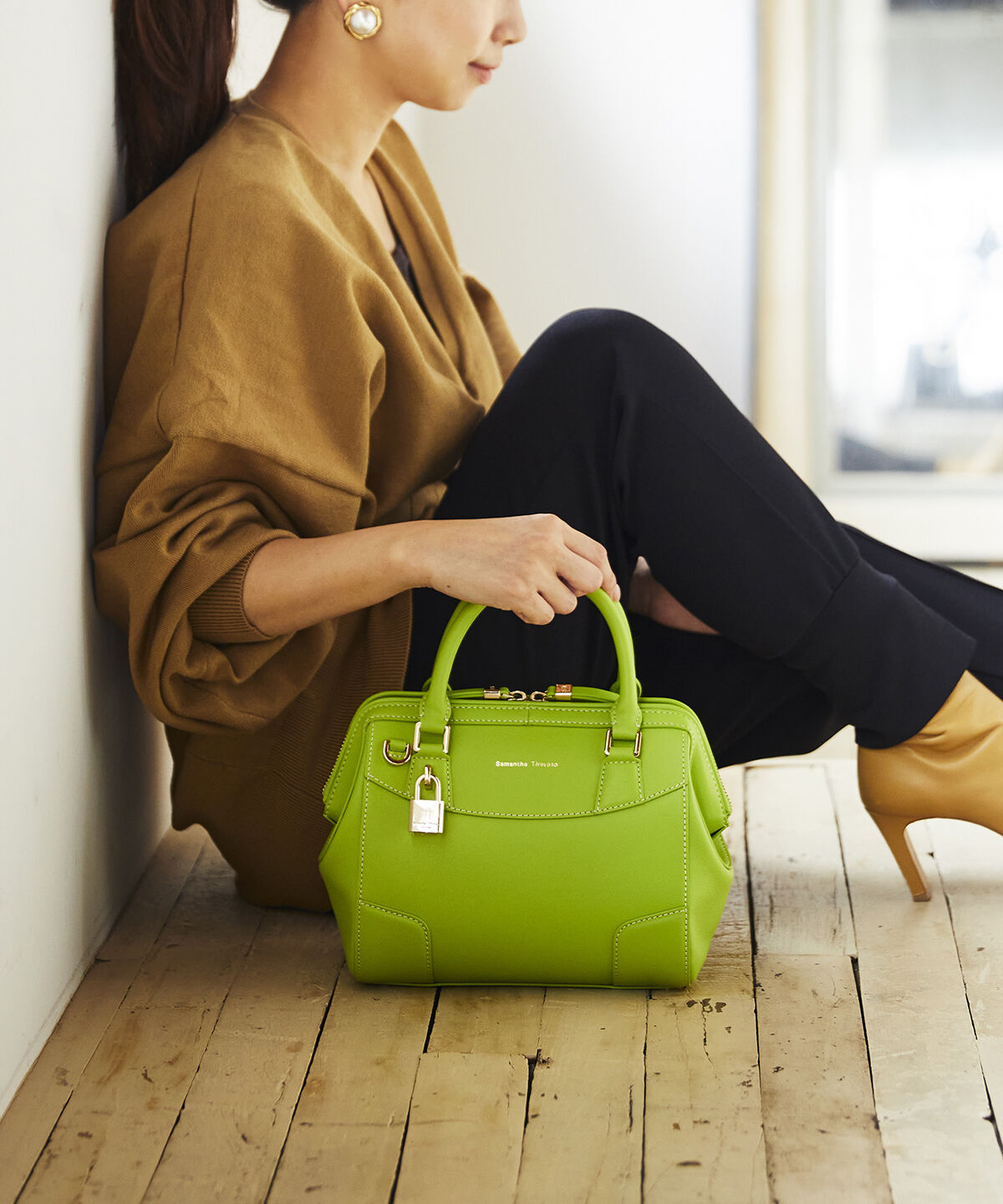 Samantha Thavasa「イタリアンカーフレザー ボストンバッグ 大サイズ」|ハンドバッグ|