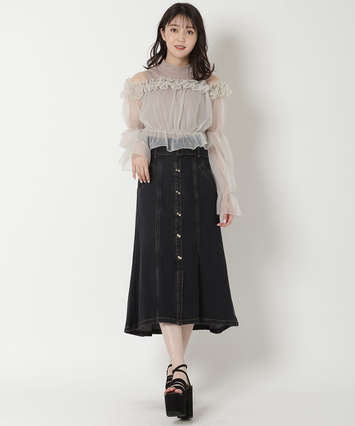 REDYAZEL「チュールドッキングニット」|シャツ・ブラウス|