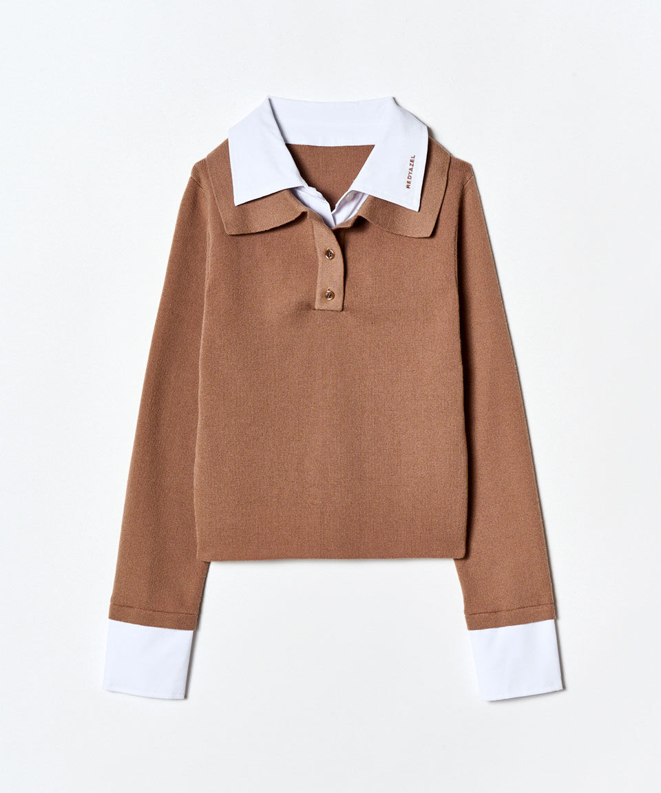 REDYAZEL「ダブルカラーポロニットトップス」|ニット・セーター|