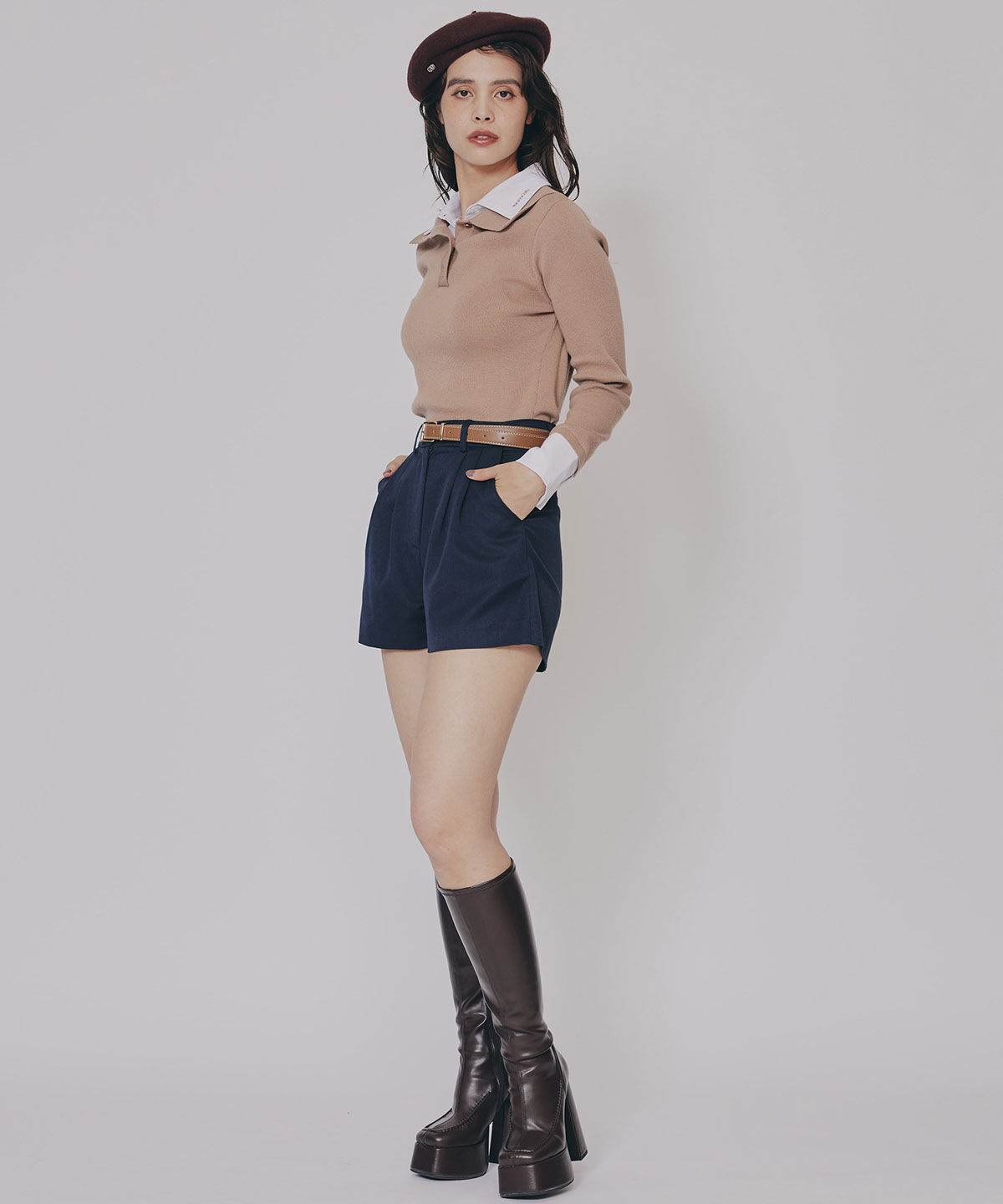 REDYAZEL「ダブルカラーポロニットトップス」|ニット・セーター|