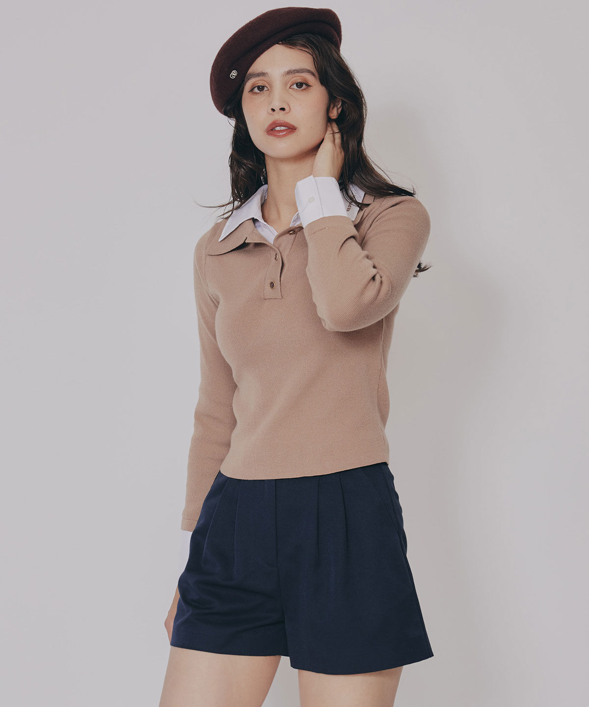 REDYAZEL「ダブルカラーポロニットトップス」|ニット・セーター|