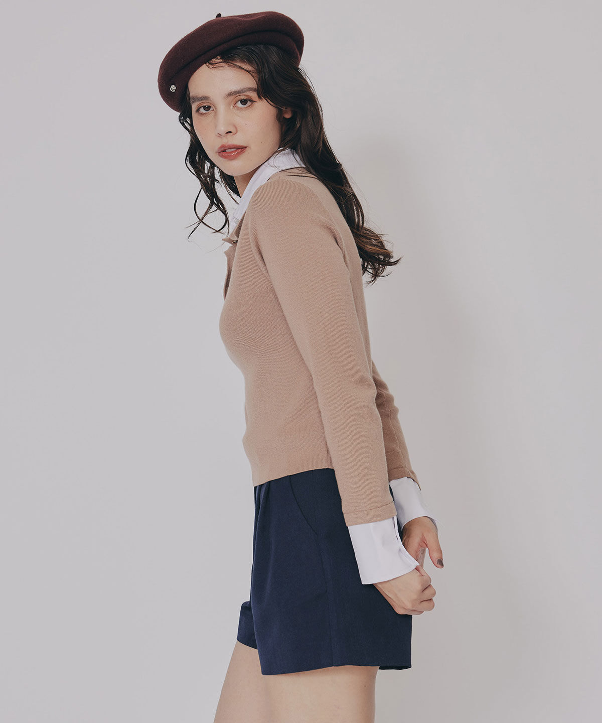 REDYAZEL「ダブルカラーポロニットトップス」|ニット・セーター|