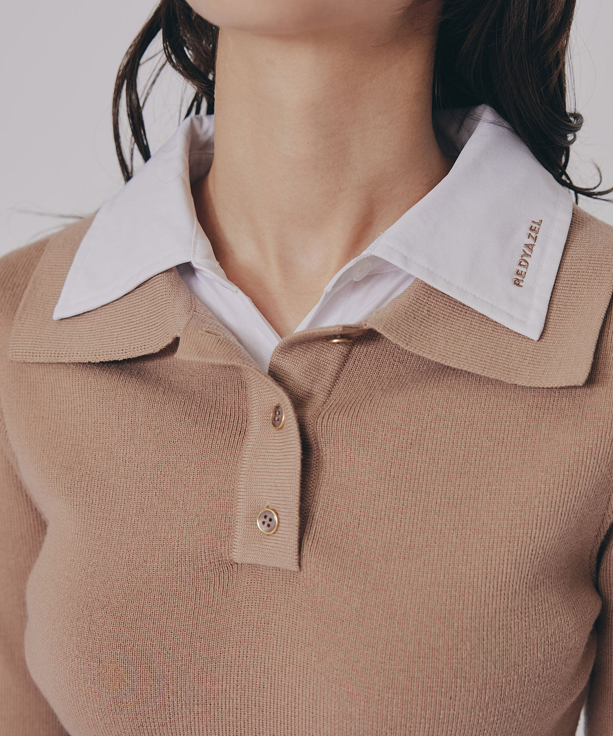 REDYAZEL「ダブルカラーポロニットトップス」|ニット・セーター|