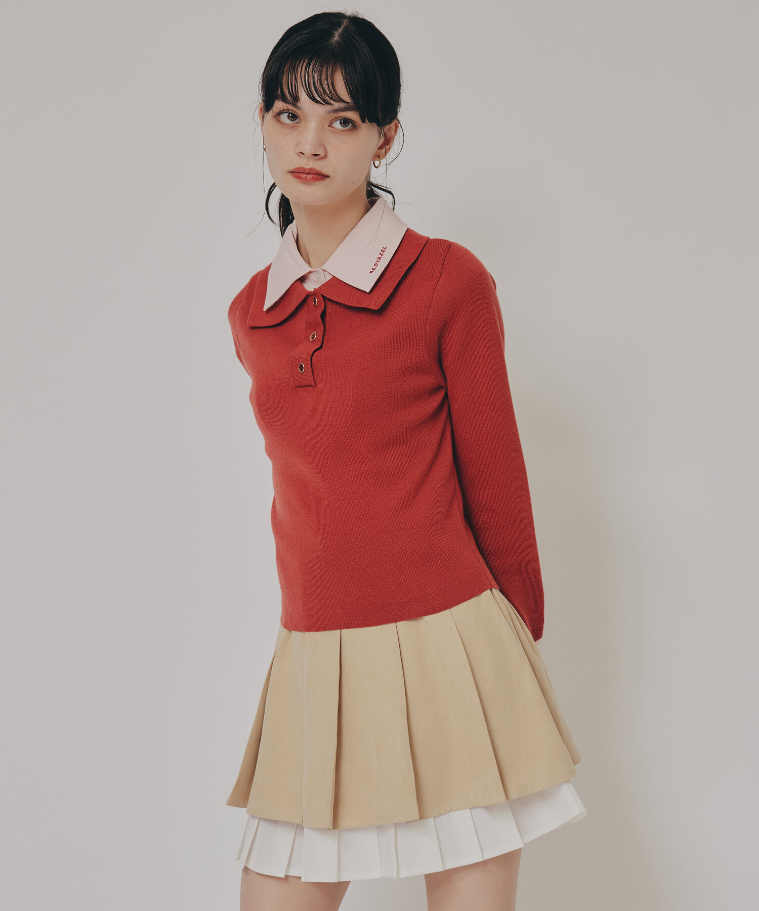 REDYAZEL「ダブルカラーポロニットトップス」|ニット・セーター|