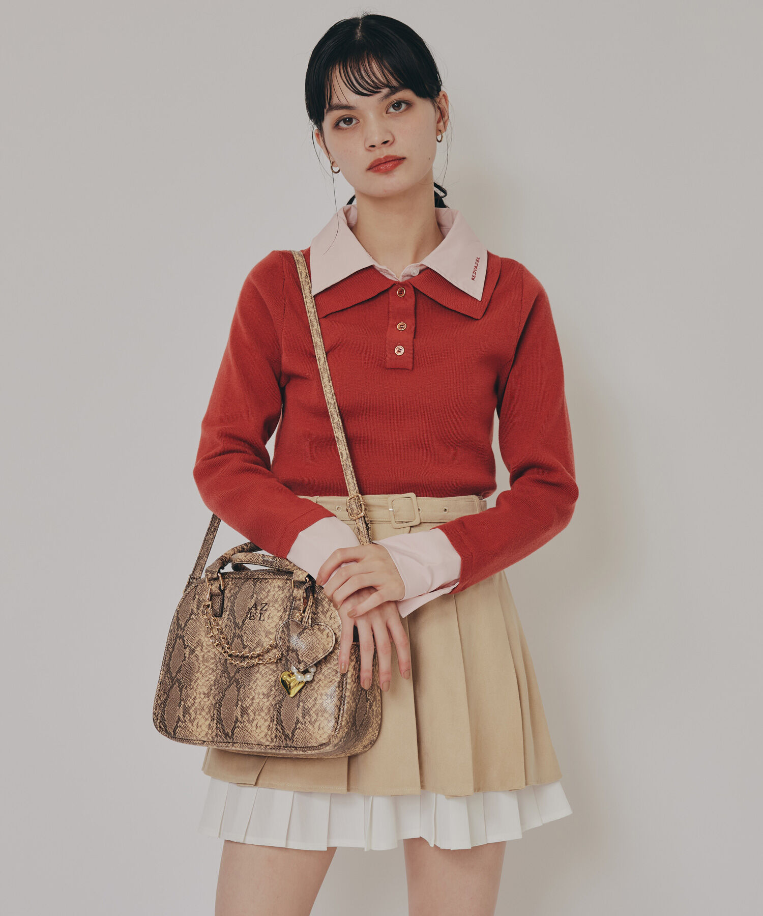 REDYAZEL「ダブルカラーポロニットトップス」|ニット・セーター|