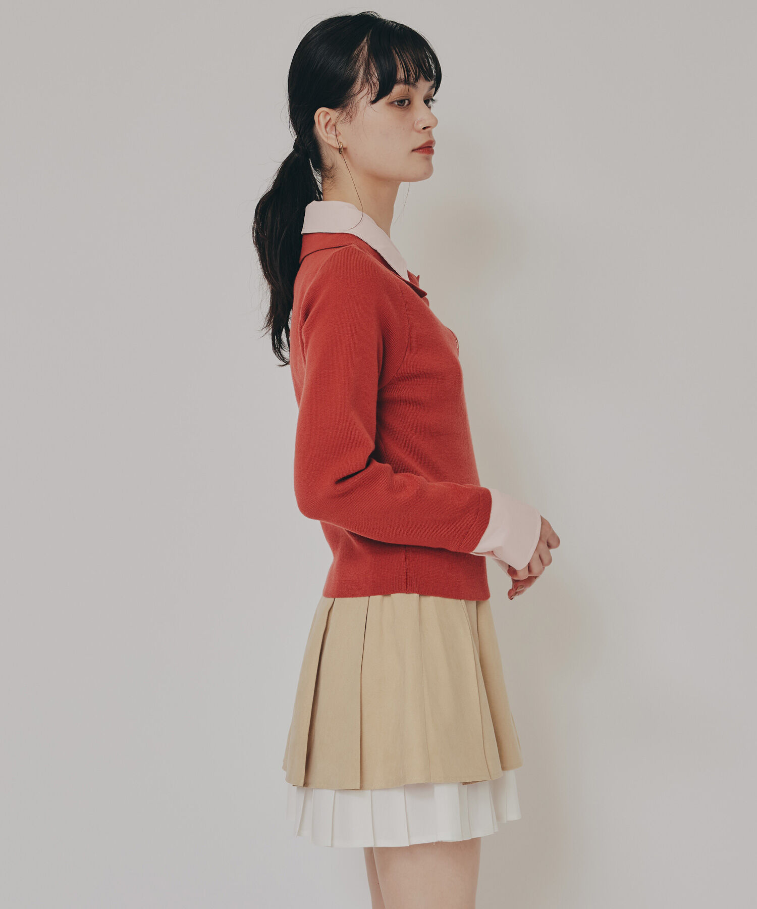 REDYAZEL「ダブルカラーポロニットトップス」|ニット・セーター|