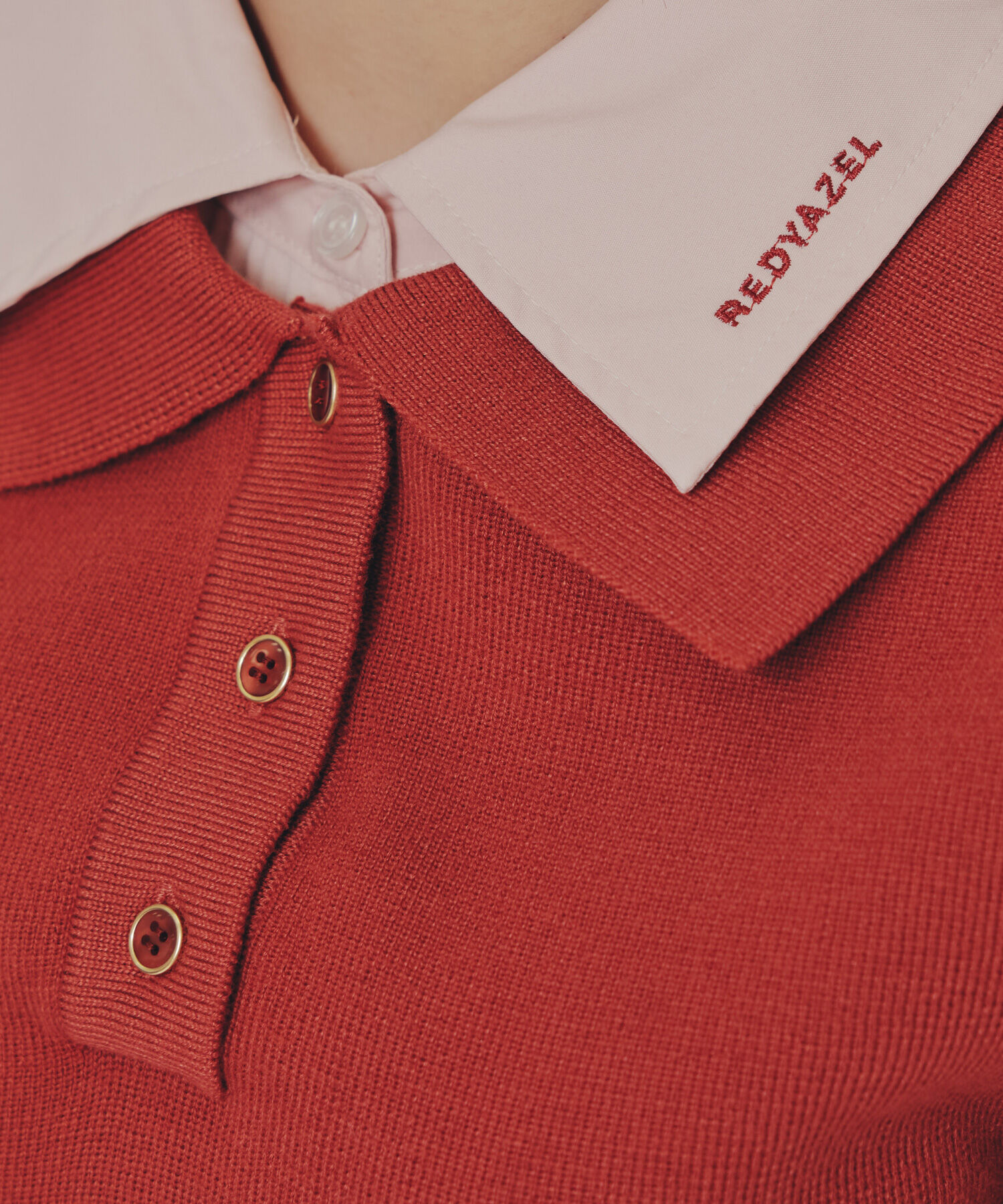 REDYAZEL「ダブルカラーポロニットトップス」|ニット・セーター|