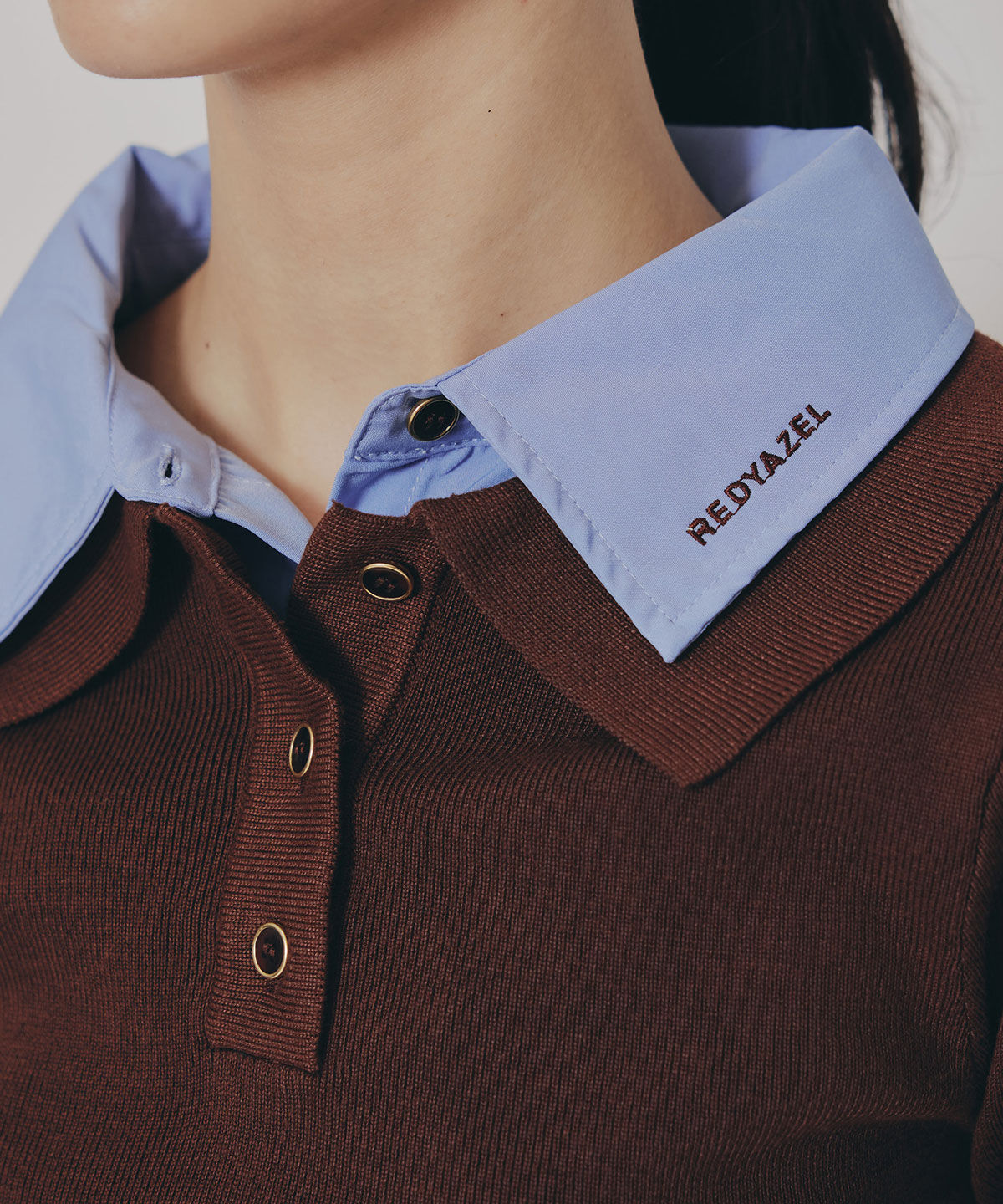 REDYAZEL「ダブルカラーポロニットトップス」|ニット・セーター|