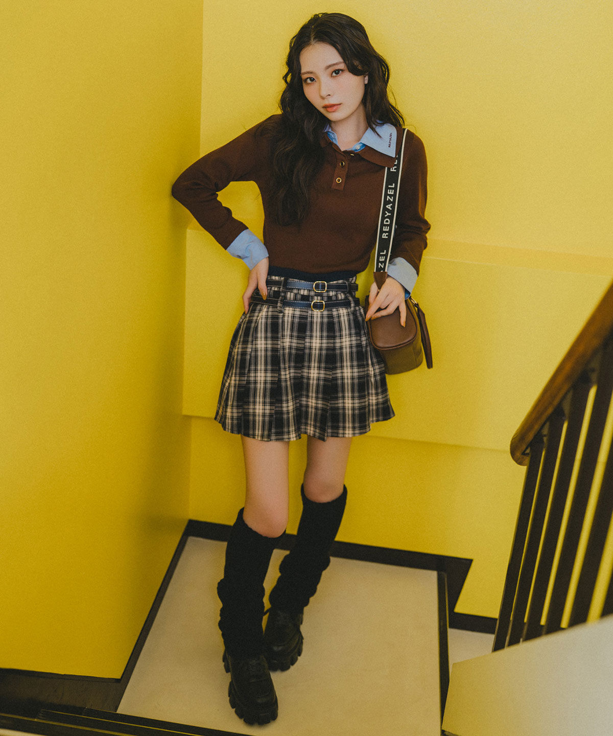 REDYAZEL「ダブルカラーポロニットトップス」|ニット・セーター|