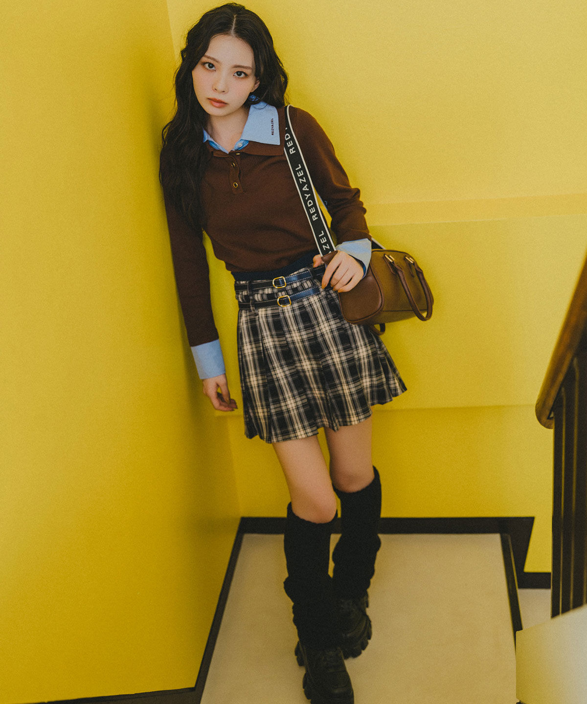 REDYAZEL「ダブルカラーポロニットトップス」|ニット・セーター|