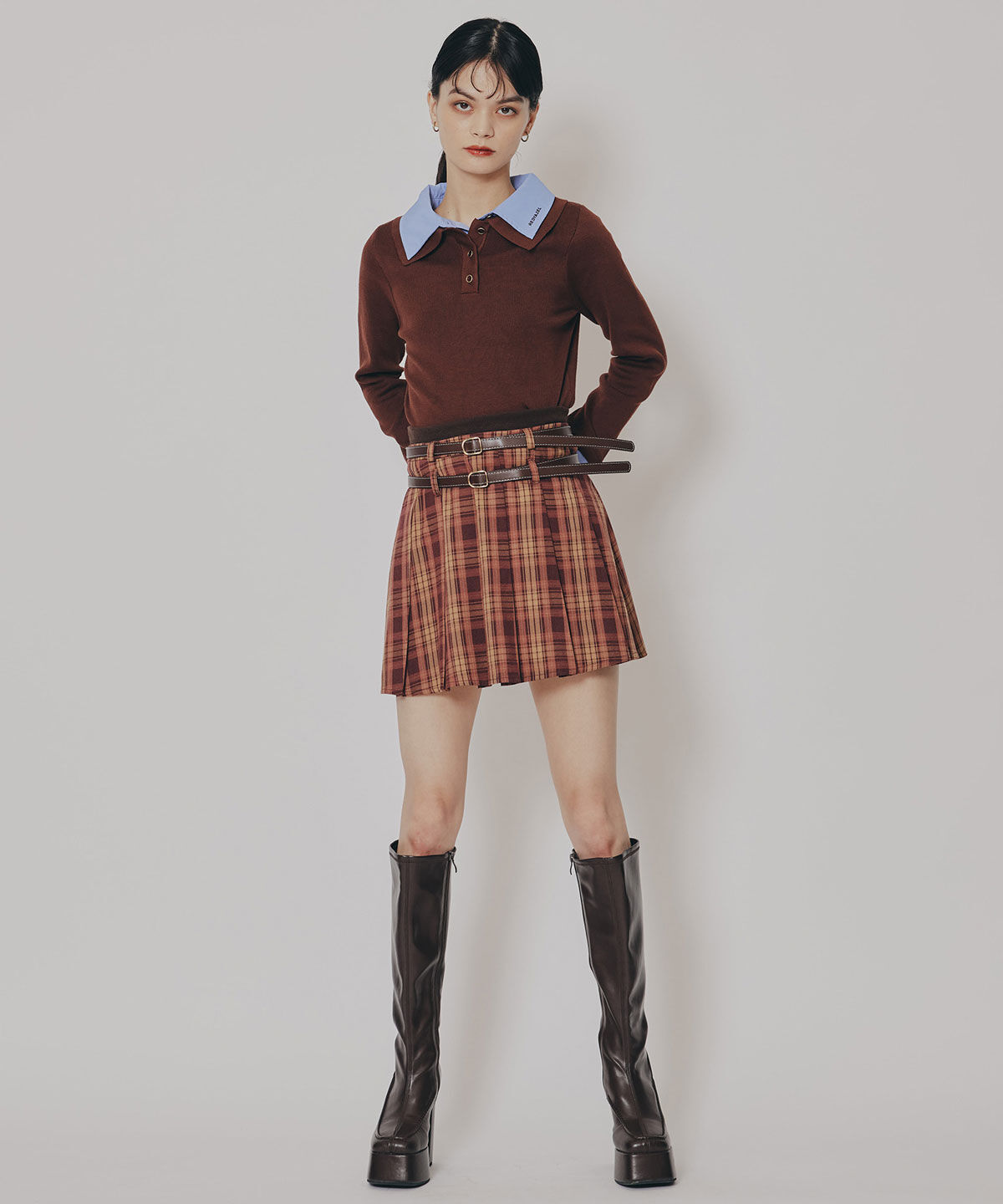 REDYAZEL「ダブルカラーポロニットトップス」|ニット・セーター|