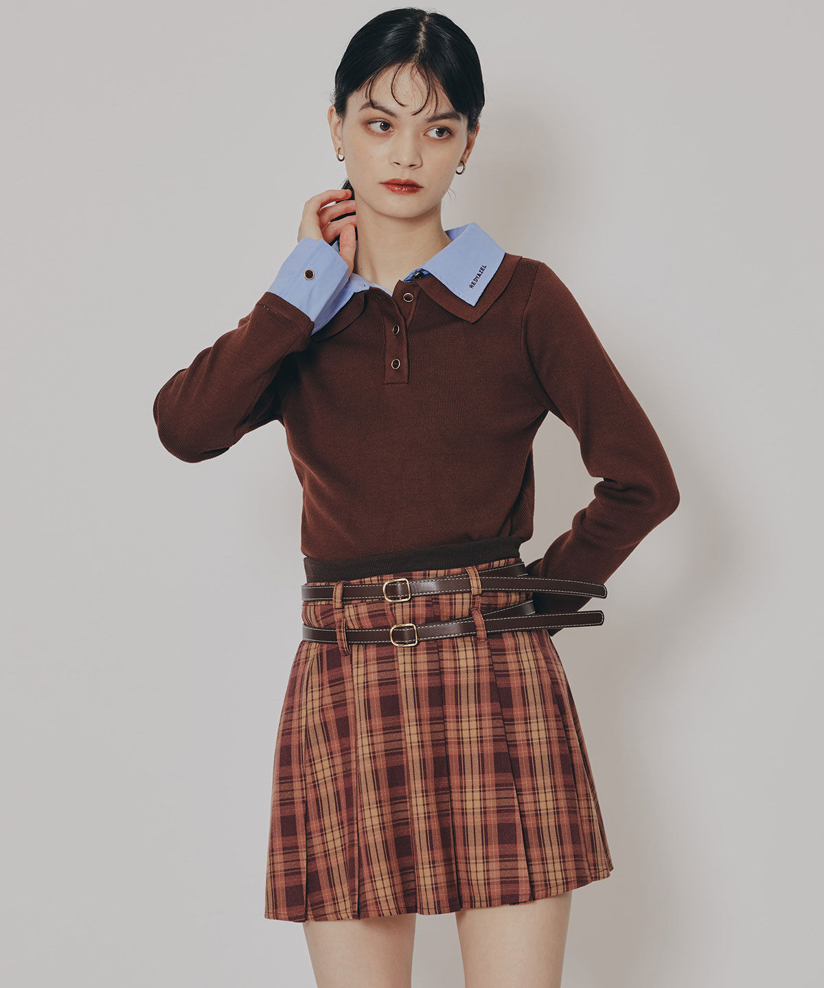 REDYAZEL「ダブルカラーポロニットトップス」|ニット・セーター|