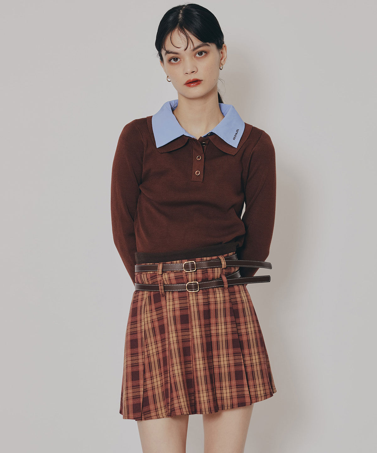 REDYAZEL「ダブルカラーポロニットトップス」|ニット・セーター|