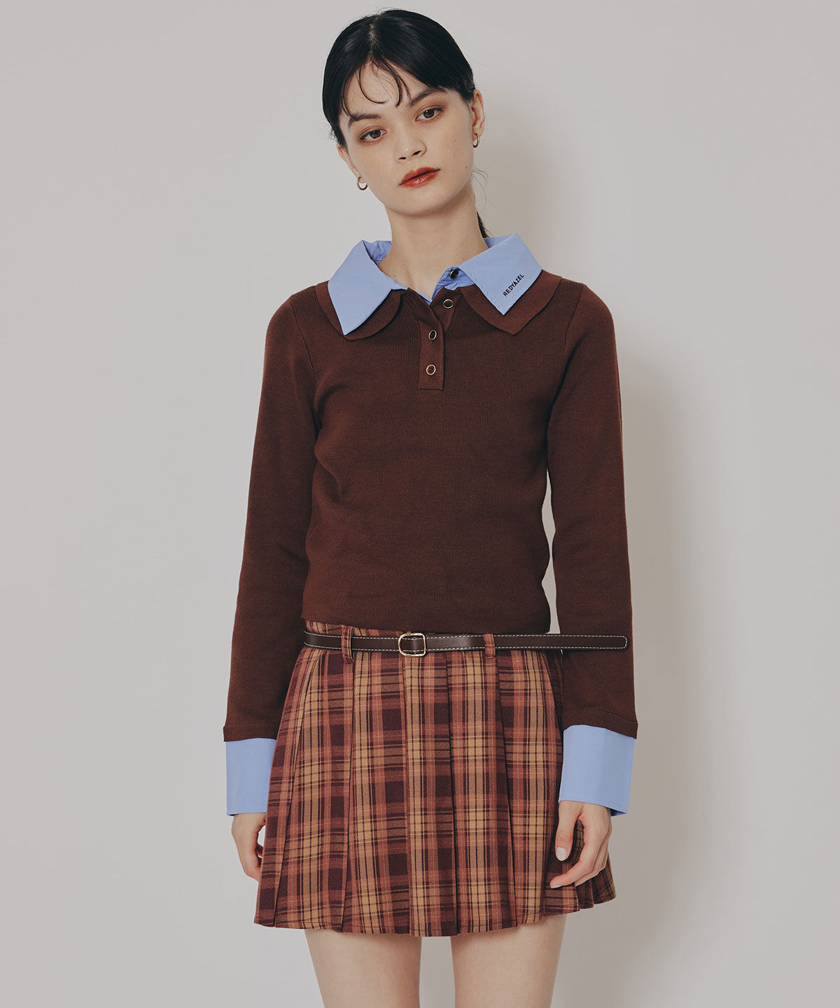 REDYAZEL「ダブルカラーポロニットトップス」|ニット・セーター|