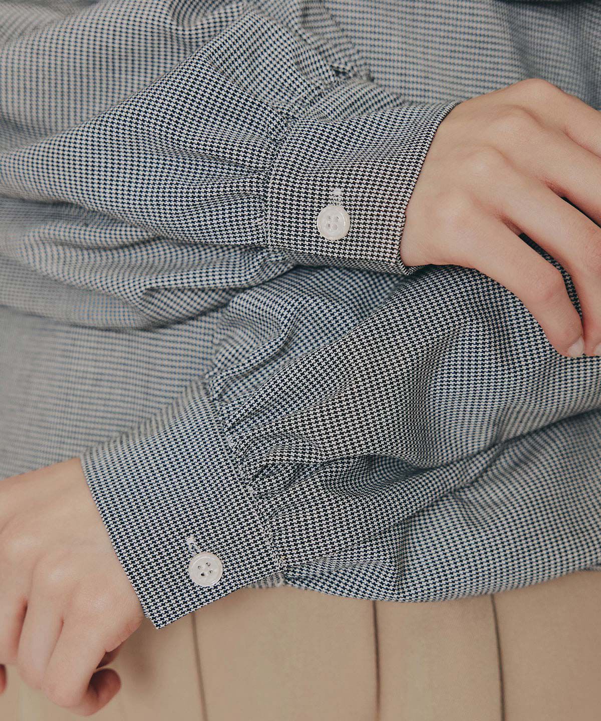 REDYAZEL「ケープライクグレンチェックリボンタイブラウス」|シャツ・ブラウス|