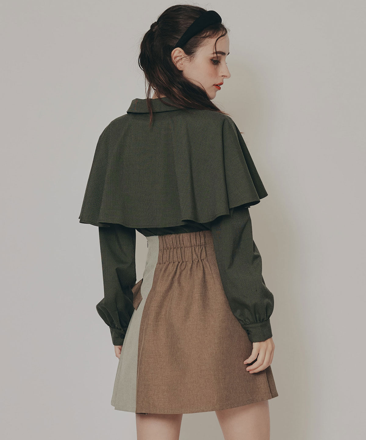 REDYAZEL「ケープライクグレンチェックリボンタイブラウス」|シャツ・ブラウス|