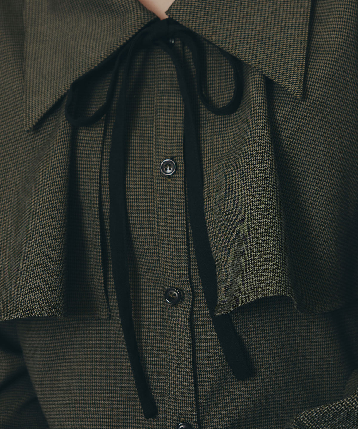REDYAZEL「ケープライクグレンチェックリボンタイブラウス」|シャツ・ブラウス|