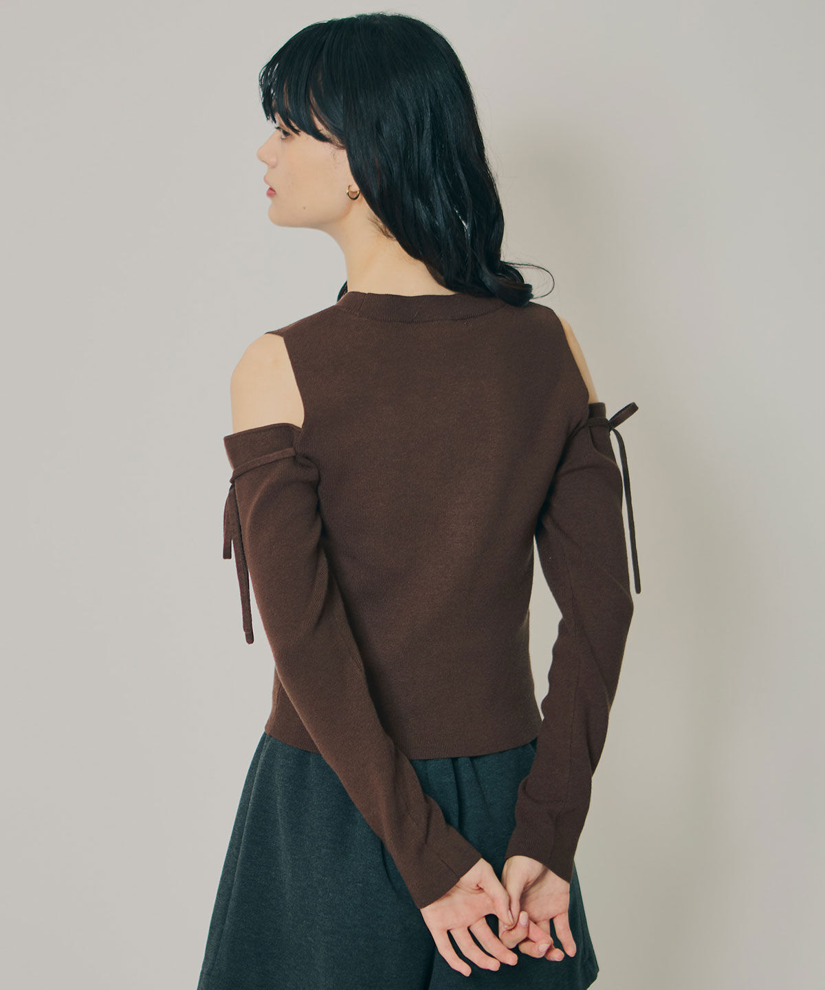 REDYAZEL「リボンオフショルダーニットトップス」|ニット・セーター|