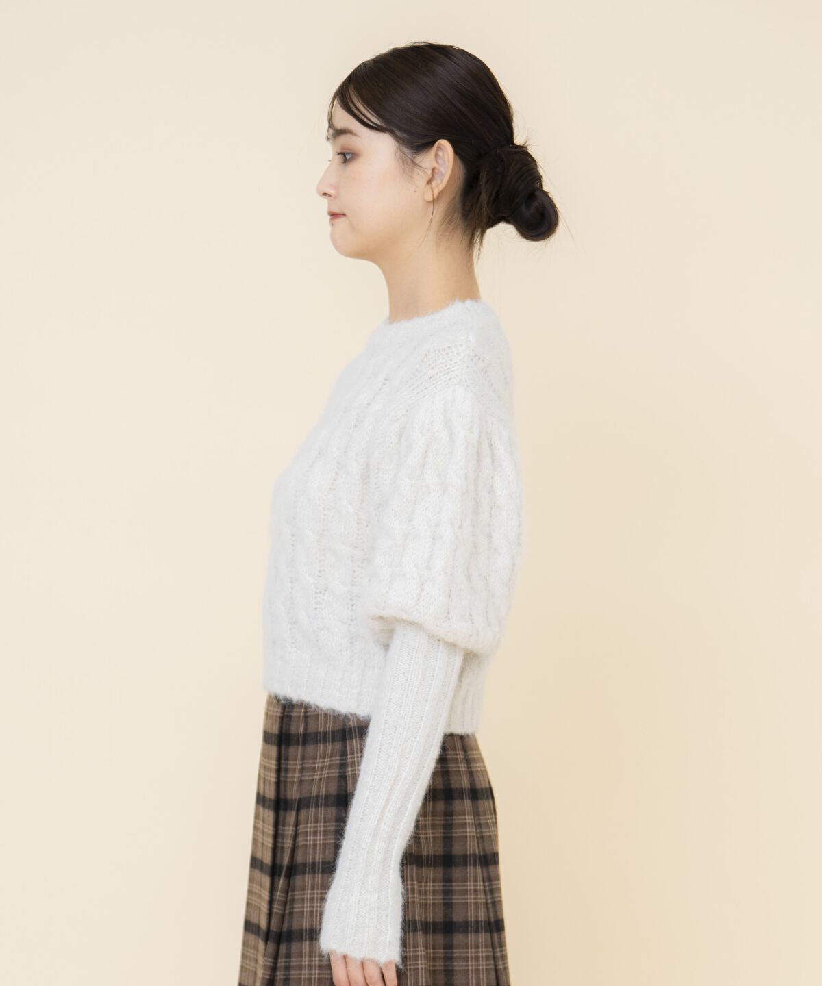 REDYAZEL「ケーブルパフスリーブニットトップス」|ニット・セーター|