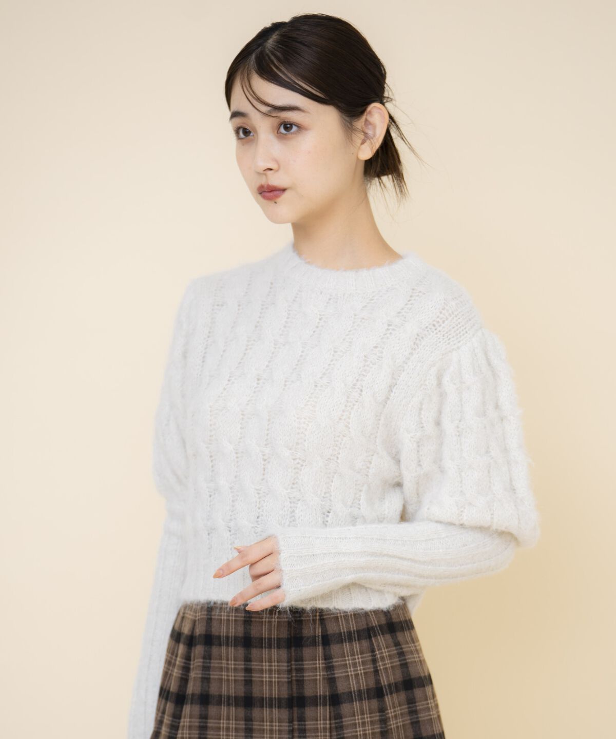 REDYAZEL「ケーブルパフスリーブニットトップス」|ニット・セーター|
