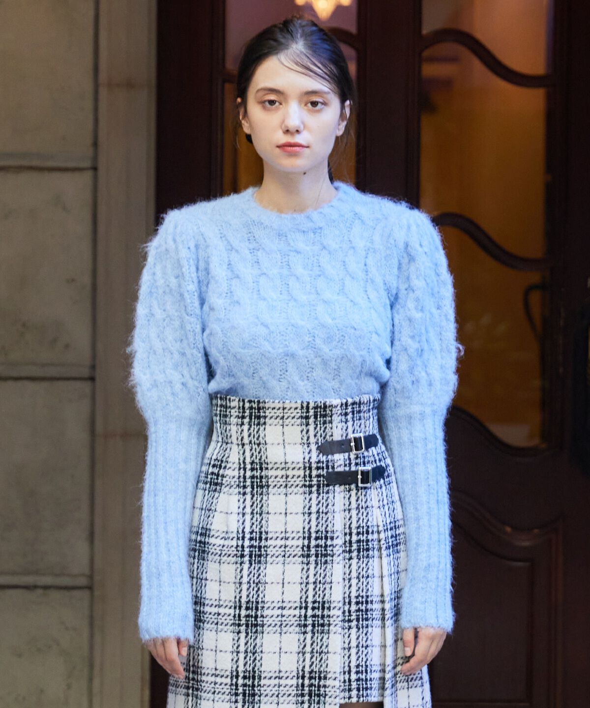 REDYAZEL「ケーブルパフスリーブニットトップス」|ニット・セーター|