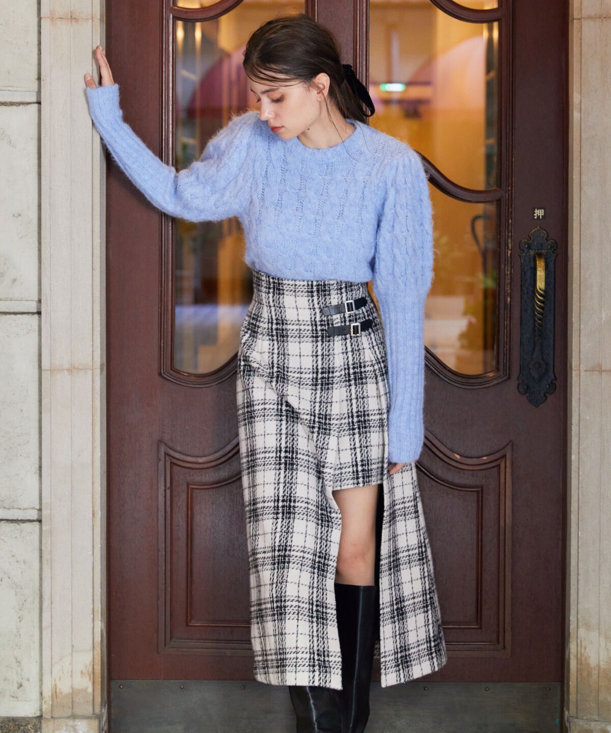 REDYAZEL「ケーブルパフスリーブニットトップス」|ニット・セーター|