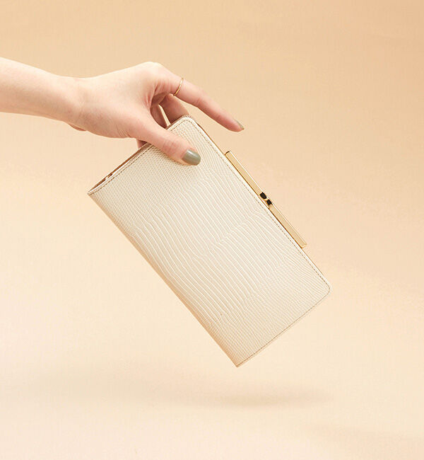 TOPKAPI 「LUCIA[ルチア]イタリアンレザー・リザード型押し・がま口長財布」|財布|クリーム