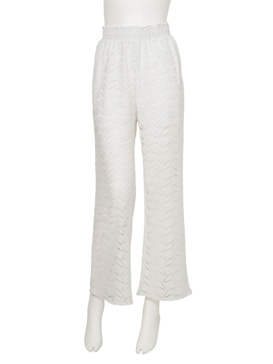 Riberce「無地レースロングパンツ」|スポーツ|ホワイト