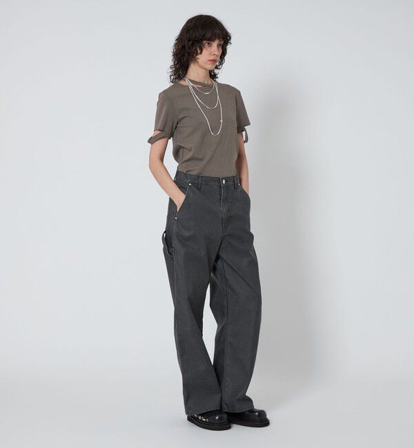 ASTRAET「＜ASTRAET＞フライス エリソデスリット クルーネックTシャツ」|Tシャツ・カットソー|