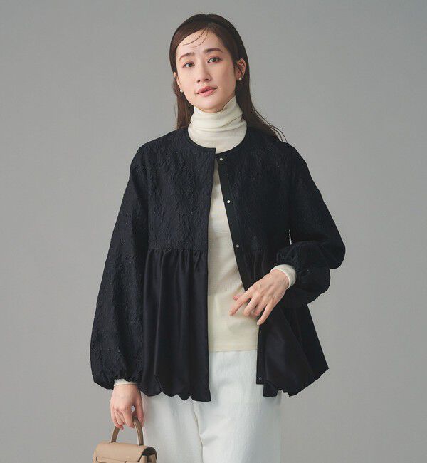 UNITED ARROWS「GISHA 2トーン ジャガード ジャケット」|ノーカラージャケット|